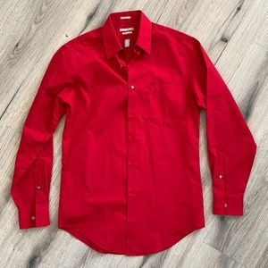 Fitted Red Button Down Dress Shirt